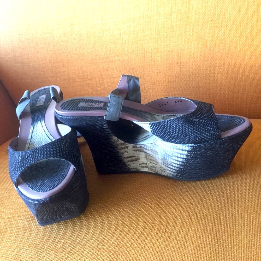 Vintage Alaia black & white lace up Platform sandals